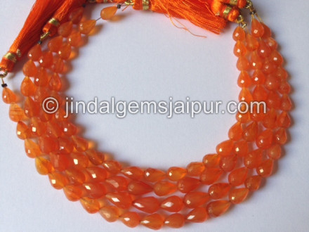 Carnelian Faceted Drops Shape Beads